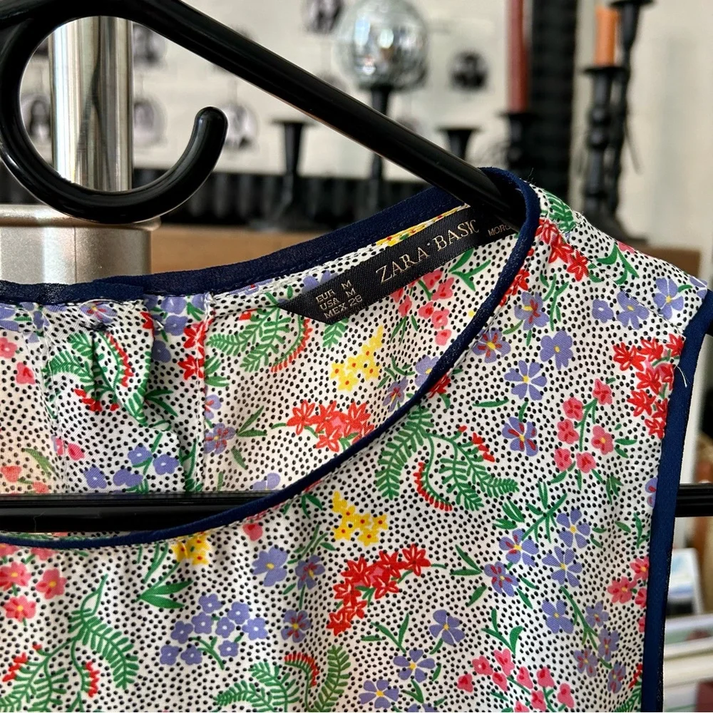 Zara Basic Floral Sleeveless Shift Dress - Picture 3 of 7